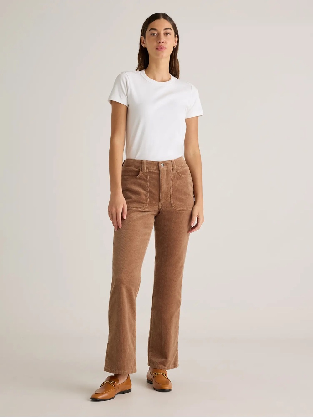 Quince Organic Stretch Corduroy Flare Pants Pants Size 12 in warm brown